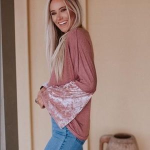 Three Bird Nest crushed velvet sleeve top